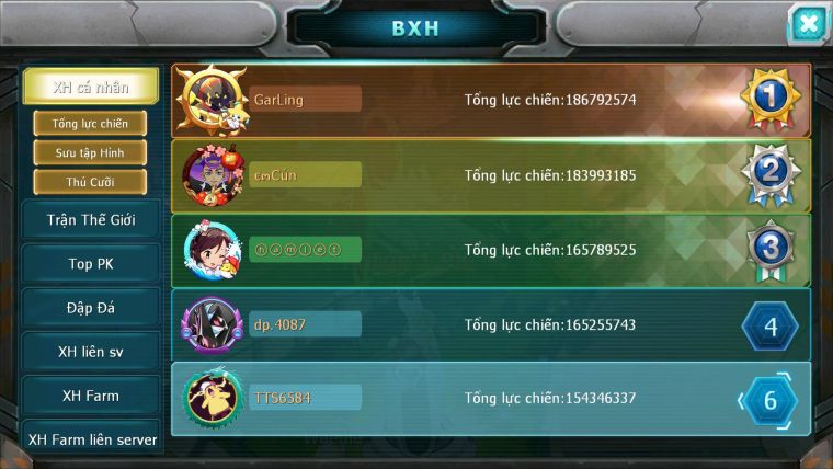 Mã : #TTS6584 - S66 - BXH : 6 - 254M Yvetal CH - Ho-oh & Diancie CHD Palkia CH Form cực đẹp 3 team khủng