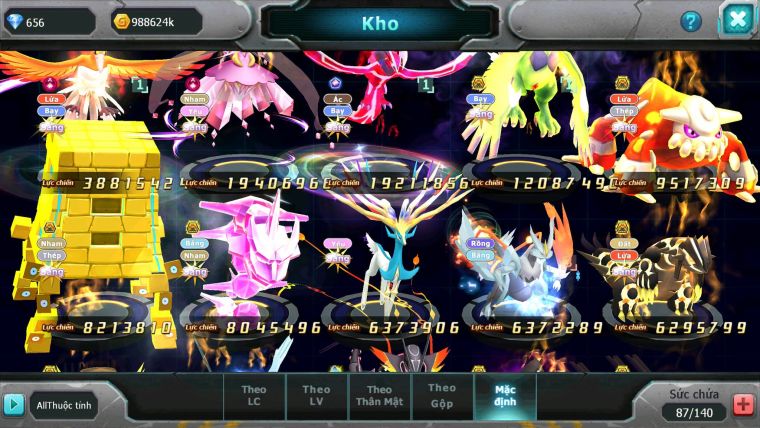 Mã : #TTS6583 - S1324 - V14 - BXH : 20 - Ho-oh & Diancie CHD Yvetal CH Thần gió Bc Nhiều Pet Huyền Thoại