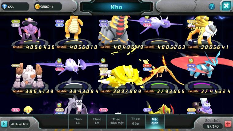 Mã : #TTS6583 - S1324 - V14 - BXH : 20 - Ho-oh & Diancie CHD Yvetal CH Thần gió Bc Nhiều Pet Huyền Thoại