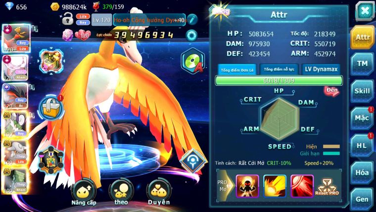 Mã : #TTS6583 - S1324 - V14 - BXH : 20 - Ho-oh & Diancie CHD Yvetal CH Thần gió Bc Nhiều Pet Huyền Thoại