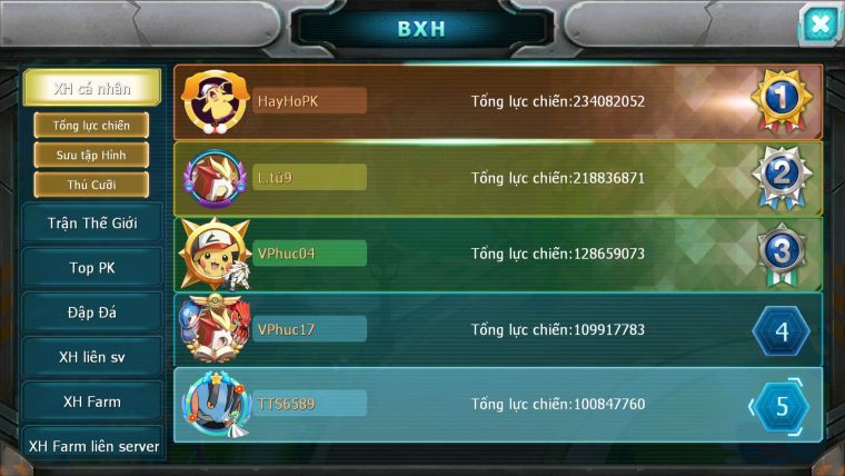 Mã : #TTS6589 - S905 - V13 - BXH : 4 - Ho-oh Diancie CHD Palkia Yvetal CH Cặp Cá Bc 3 Team Chuẩn
