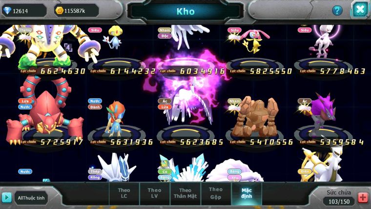 Mã : #TTS6592 - S1353 - V12 - BXH : 8 - Diancie & Palkia CH Unvoa WB Bc Nhiều Pet HT