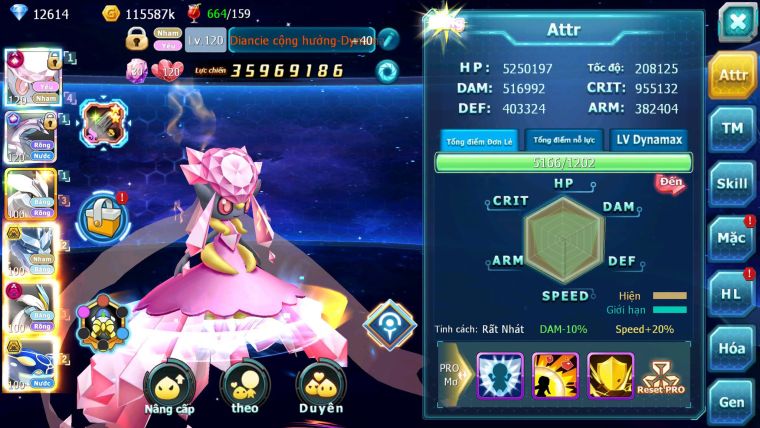 Mã : #TTS6592 - S1353 - V12 - BXH : 8 - Diancie & Palkia CH Unvoa WB Bc Nhiều Pet HT