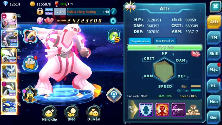 Mã : #TTS6592 - S1353 - V12 - BXH : 8 - Diancie & Palkia CH Unvoa WB Bc Nhiều Pet HT