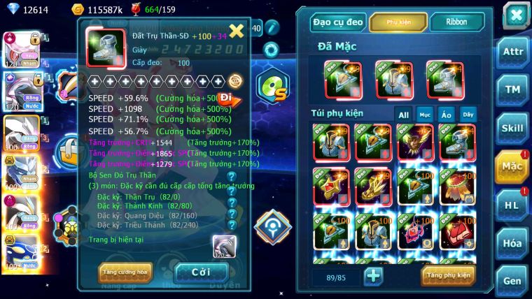 Mã : #TTS6592 - S1353 - V12 - BXH : 8 - Diancie & Palkia CH Unvoa WB Bc Nhiều Pet HT
