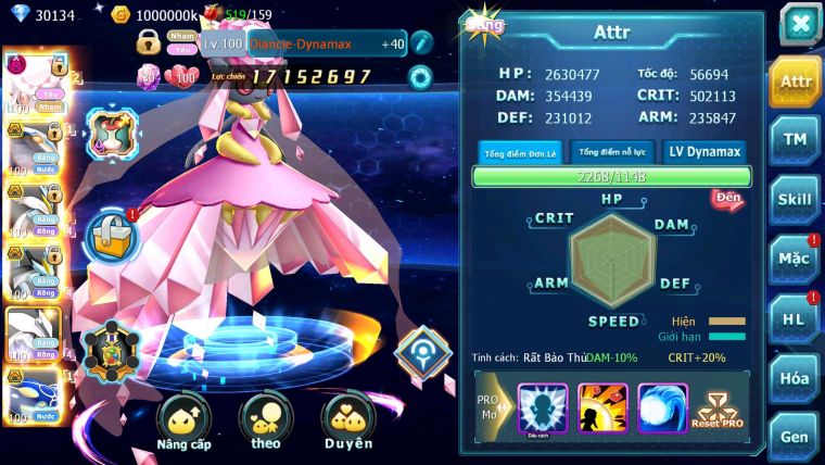 Mã : #TTS6590 - S879 - V12 - BXH : 45 - 30K XU - Diancie Dnm Cặp Cá Bá Chủ Unvoa WB bc nhiều pet ht ngon