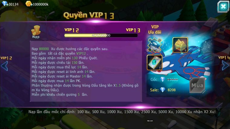 Mã : #TTS6590 - S879 - V12 - BXH : 45 - 30K XU - Diancie Dnm Cặp Cá Bá Chủ Unvoa WB bc nhiều pet ht ngon