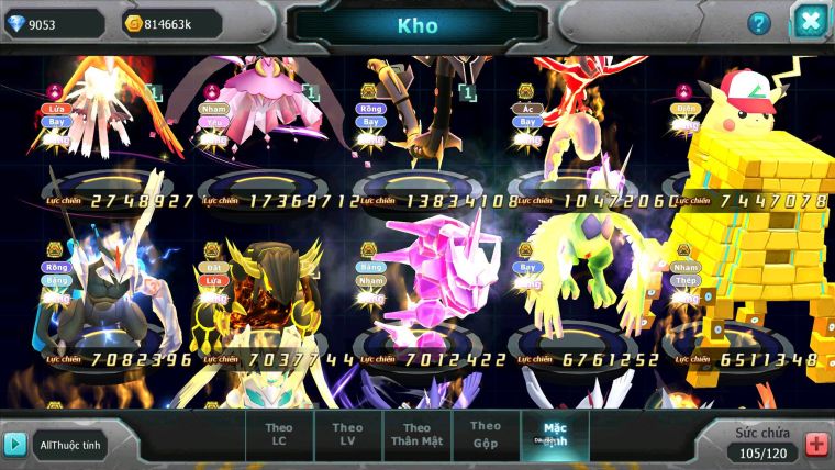 Mã : #TTS6589 - S1245 - V12 - BXH : 24 - Ho-oh & Diancie CHD Ray Yvetal Nhiều Pet Bá Chủ Pikachu Dnm