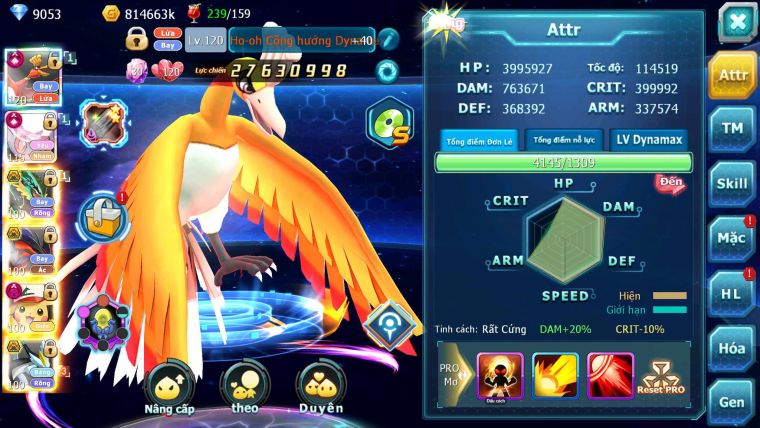 Mã : #TTS6589 - S1245 - V12 - BXH : 24 - Ho-oh & Diancie CHD Ray Yvetal Nhiều Pet Bá Chủ Pikachu Dnm