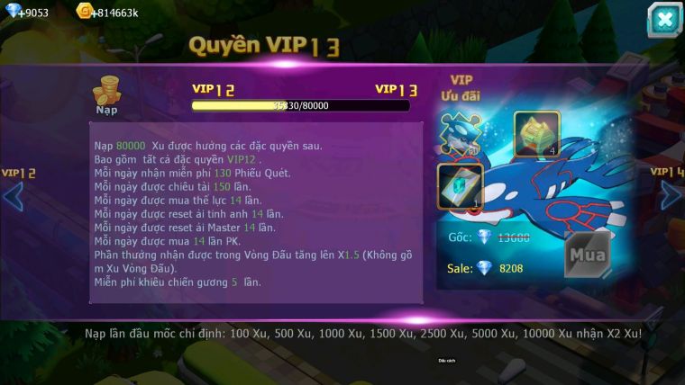 Mã : #TTS6589 - S1245 - V12 - BXH : 24 - Ho-oh & Diancie CHD Ray Yvetal Nhiều Pet Bá Chủ Pikachu Dnm