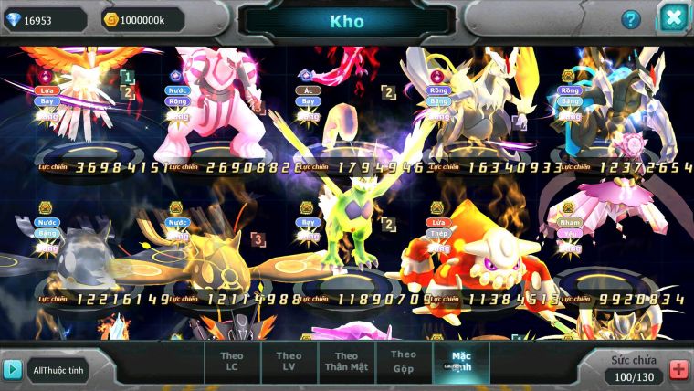 Mã : #TTS6603 - S1155 - V13 - 16K KC - BXH : 14 - Ho-oh CHD Palkia & Yvetal CH Nhiều Pet Bc