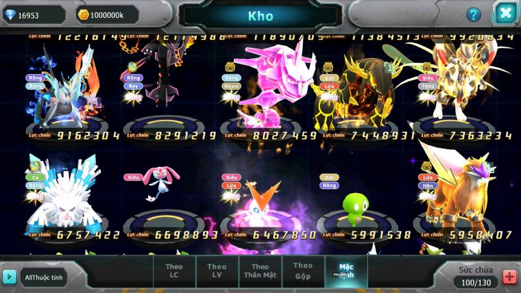 Mã : #TTS6603 - S1155 - V13 - 16K KC - BXH : 14 - Ho-oh CHD Palkia & Yvetal CH Nhiều Pet Bc