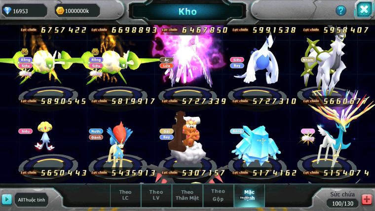Mã : #TTS6603 - S1155 - V13 - 16K KC - BXH : 14 - Ho-oh CHD Palkia & Yvetal CH Nhiều Pet Bc