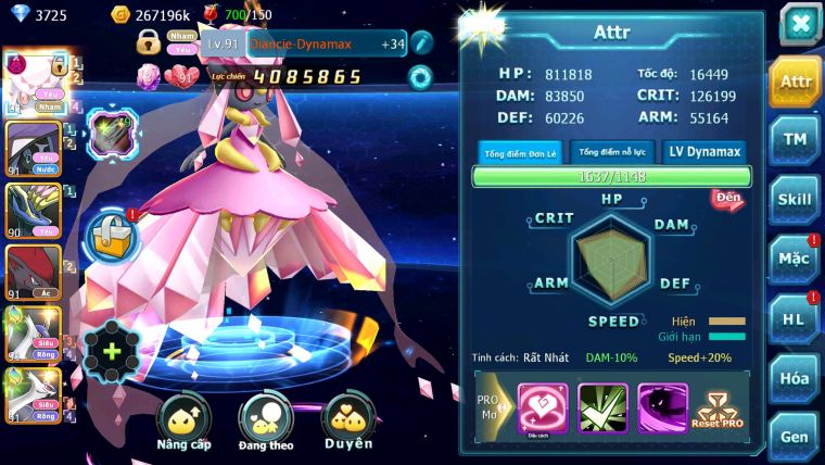 Mã : #TTS6607 - S1777 - V4 - Diancie Dnm Tapu fini xerm cặp lati zoroa nhiều pet ht