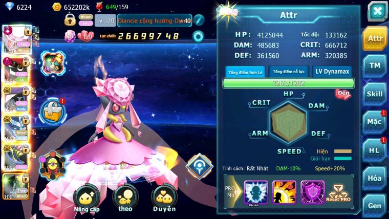 Mã : #TTS6613 - S1625 - V13 - BXH : 35 - Diancie CHD Tapu Fini Dnm Tapufini bc nhiều pet bc