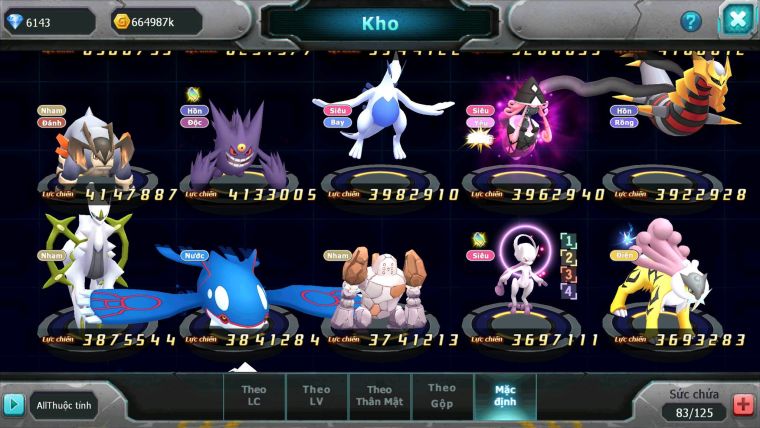 Mã : #TTS6623 - S1625 - V13 - BXH : 42 - Diancie CHD Tapu Bulu Dynamax Tapu fini Rắn Băng Bc