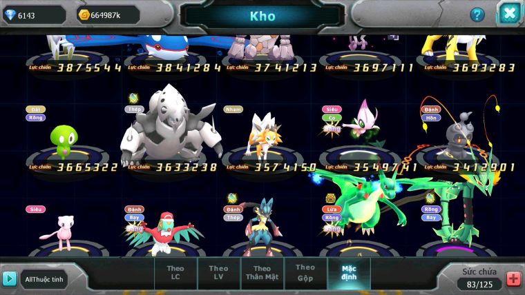 Mã : #TTS6623 - S1625 - V13 - BXH : 42 - Diancie CHD Tapu Bulu Dynamax Tapu fini Rắn Băng Bc