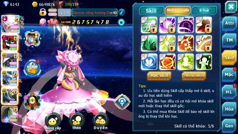 Mã : #TTS6623 - S1625 - V13 - BXH : 42 - Diancie CHD Tapu Bulu Dynamax Tapu fini Rắn Băng Bc