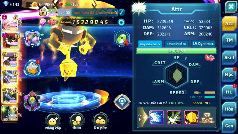 Mã : #TTS6623 - S1625 - V13 - BXH : 42 - Diancie CHD Tapu Bulu Dynamax Tapu fini Rắn Băng Bc