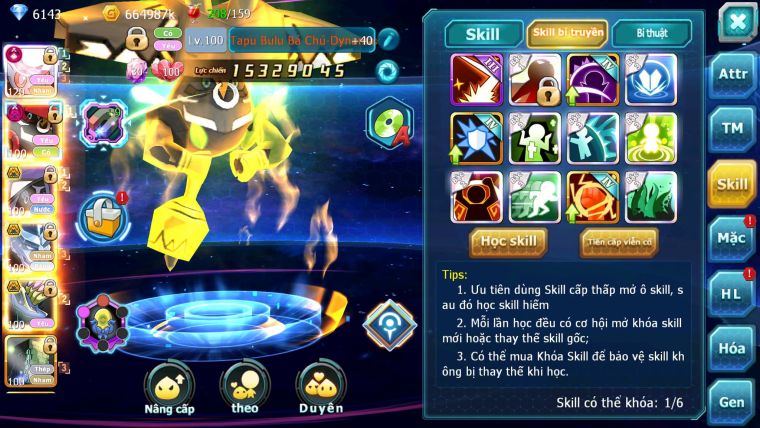 Mã : #TTS6623 - S1625 - V13 - BXH : 42 - Diancie CHD Tapu Bulu Dynamax Tapu fini Rắn Băng Bc
