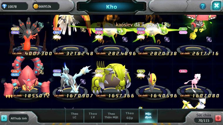 Mã : #TTS6626 - S1768 - V5 - 10K KC - Zygarde Flare Ho-oh  Cặp Lati Bá Chủ Nhiều Pet HT