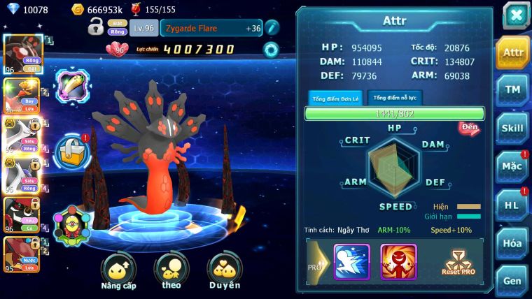 Mã : #TTS6626 - S1768 - V5 - 10K KC - Zygarde Flare Ho-oh  Cặp Lati Bá Chủ Nhiều Pet HT