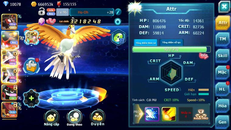 Mã : #TTS6626 - S1768 - V5 - 10K KC - Zygarde Flare Ho-oh  Cặp Lati Bá Chủ Nhiều Pet HT