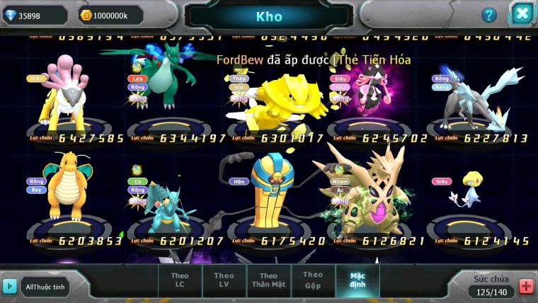 Mã : #TTS6638 - S905 - V13 - BXH : 5 Ho-oh & Diancie CHD Palkia & Yvetal CH Nhiều Pet Bc