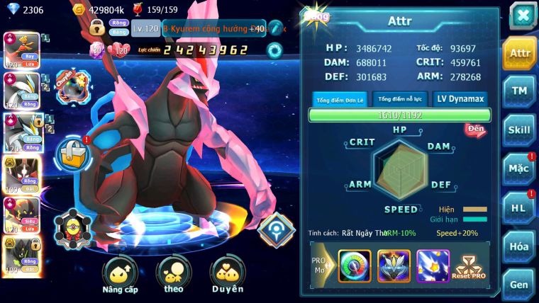 Mã : #TTS6641 - S1055 - BXH : 7 - V15 - Ho-oh WB - Armrouge CHD Cặp Zygarde Bá Chủ Qá êm