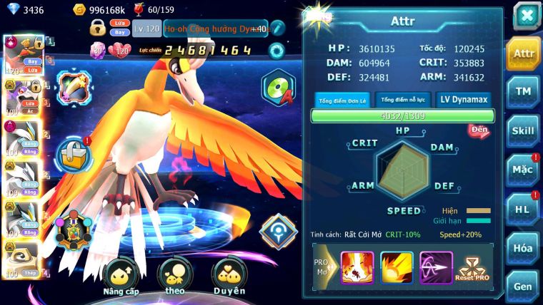 Mã : #TTS6648 - S1351 - V15 - BXH : 25 - Ho-oh CHD Drak ho-oh Bc Unvoa Bc Melmetal Pr dialgaBc Nhiều Pet HT
