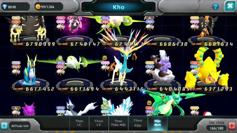 Mã : #TTS6650 - S216 - V12 - BXH : 13 - Diancie Dnm Rayquaza - Ho-oh Thần Gio Bc Unvoa WB bc nhiều Pet Bá Chủ