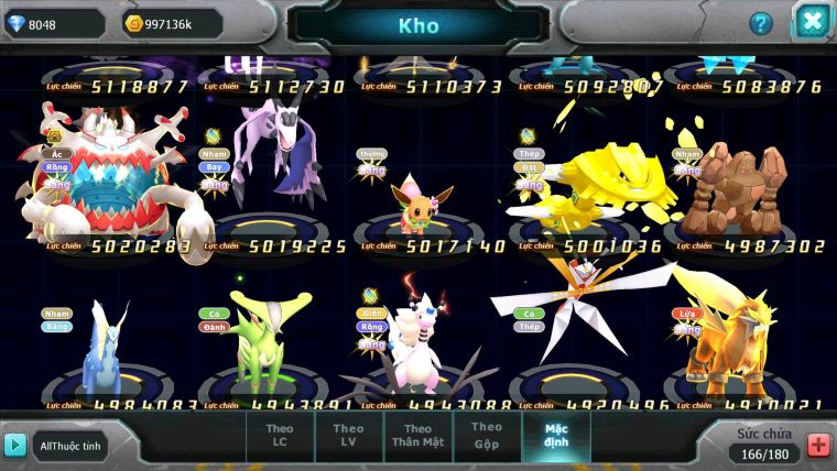 Mã : #TTS6650 - S216 - V12 - BXH : 13 - Diancie Dnm Rayquaza - Ho-oh Thần Gio Bc Unvoa WB bc nhiều Pet Bá Chủ