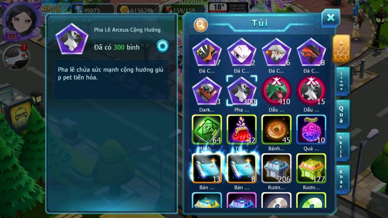 Mã : #TTS6649 - S1350 - V15 - 49K KC - BXH : 8 - 300M ARC CH Kiếm Khiên Ho-oh CHD Arrc Thép Dnm Nhiều Pet HT