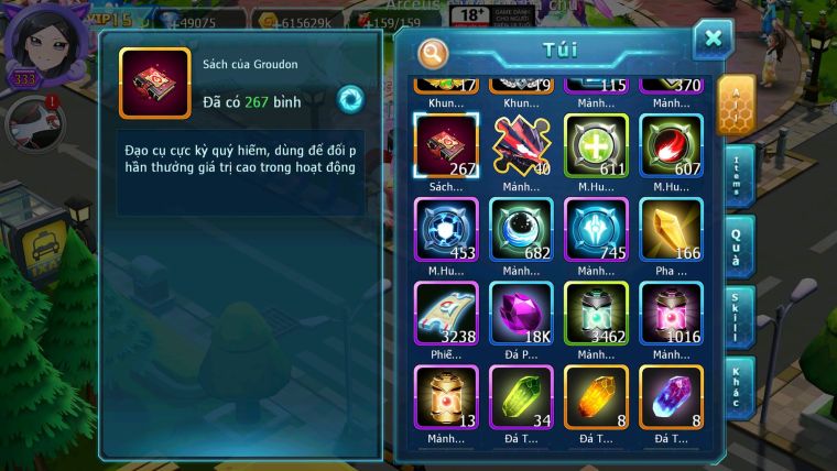 Mã : #TTS6649 - S1350 - V15 - 49K KC - BXH : 8 - 300M ARC CH Kiếm Khiên Ho-oh CHD Arrc Thép Dnm Nhiều Pet HT