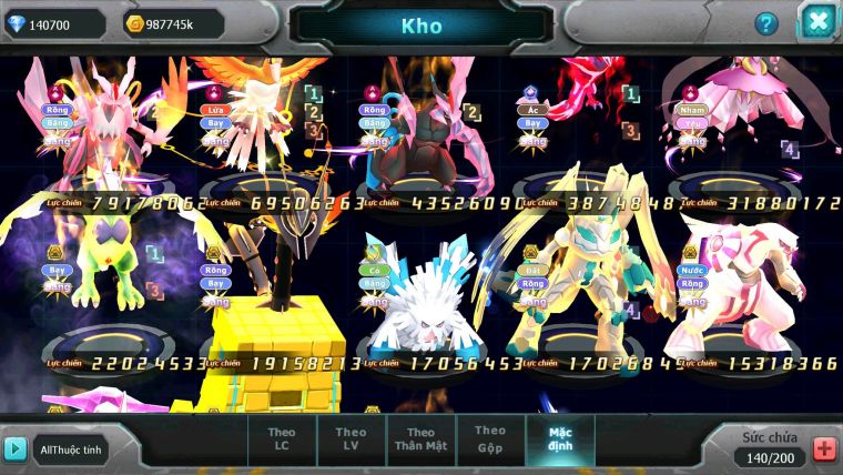Mã : #TTS6666 - S511 - V20 - BXH : 1-2SV - TOP2 CHAM - 3K8 Sách 140K Kc - WB & Ho-oh & Diancie CHD Yvetal Lugia CH Unvoa Bá Chủ Nhiều Pet HT