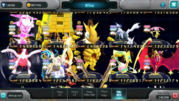 Mã : #TTS6666 - S511 - V20 - BXH : 1-2SV - TOP2 CHAM - 3K8 Sách 140K Kc - WB & Ho-oh & Diancie CHD Yvetal Lugia CH Unvoa Bá Chủ Nhiều Pet HT