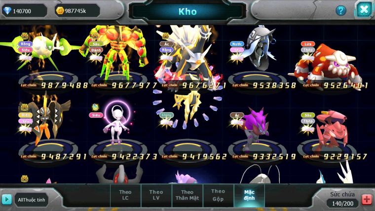 Mã : #TTS6666 - S511 - V20 - BXH : 1-2SV - TOP2 CHAM - 3K8 Sách 140K Kc - WB & Ho-oh & Diancie CHD Yvetal Lugia CH Unvoa Bá Chủ Nhiều Pet HT