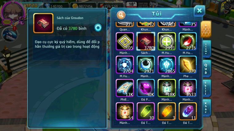Mã : #TTS6666 - S511 - V20 - BXH : 1-2SV - TOP2 CHAM - 3K8 Sách 140K Kc - WB & Ho-oh & Diancie CHD Yvetal Lugia CH Unvoa Bá Chủ Nhiều Pet HT