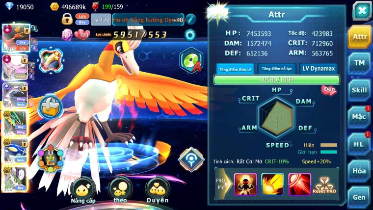 Mã : #TTS6664 - S66 - V12 - BXH : 6 - 254M Yvetal CH Ho-oh &Diancie CHD Palkia CH Rayquaza Nhiều Pet HT BC