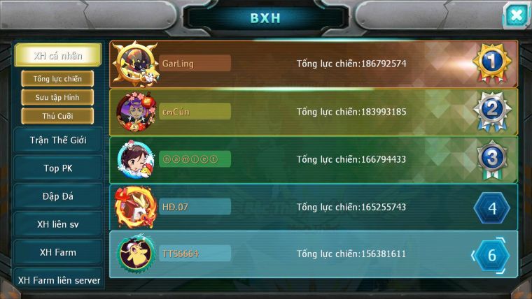 Mã : #TTS6664 - S66 - V12 - BXH : 6 - 254M Yvetal CH Ho-oh &Diancie CHD Palkia CH Rayquaza Nhiều Pet HT BC