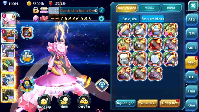 Mã : #TTS6662 - S179 - V18 - BXH : 3 - Diancie & Ho-oh CHD Palkia CH Rayquaza Bc Nhiều Pet Bc