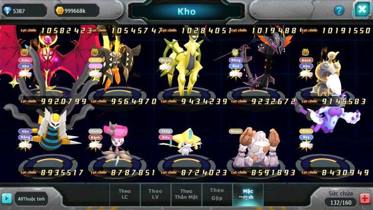 Mã : #TTS6676 - S326 - V13 - BXH : 3 - Diancie & Ho-oh CHD Palkia CH Tapu fini bc Nhiều Pet Bá Chủ