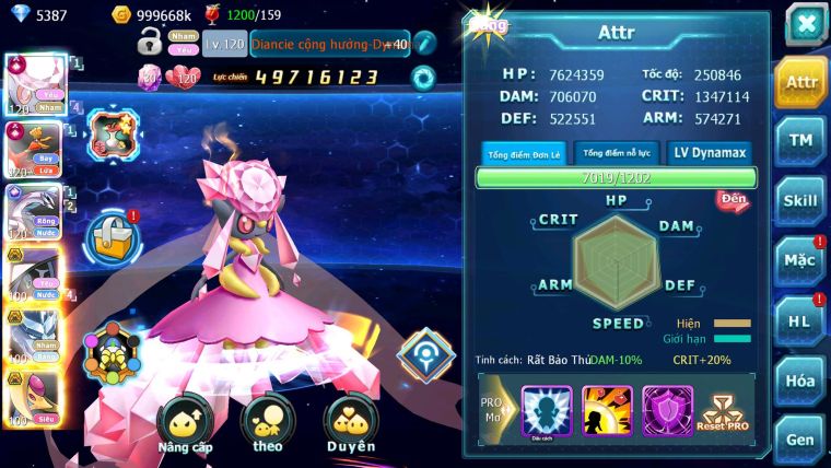 Mã : #TTS6676 - S326 - V13 - BXH : 3 - Diancie & Ho-oh CHD Palkia CH Tapu fini bc Nhiều Pet Bá Chủ