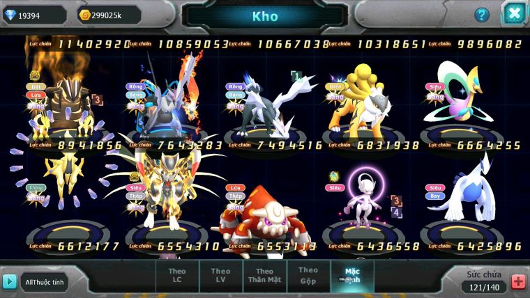 Mã : #TTS6685 - S876 - V15 - 19K KC - Ho-oh & White CHD Zygarde Flare Bá Chủ Z100 CH Drak ho-oh Bc nhiều pet ht