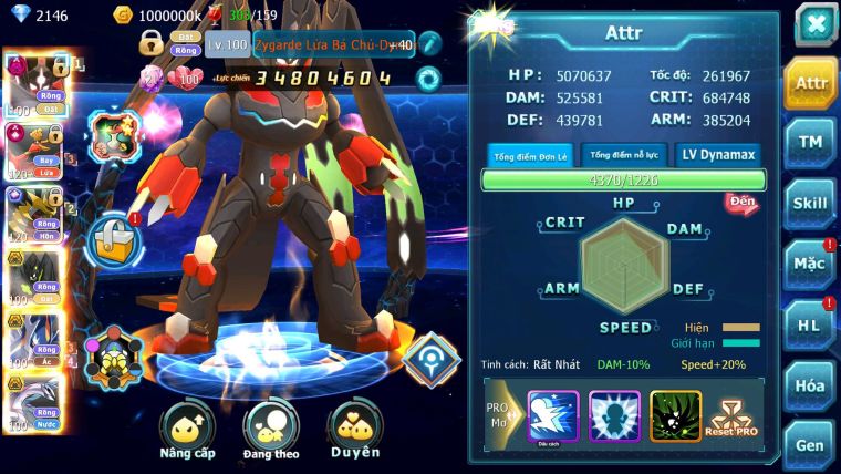 Mã : #TTS6683 - S1491 - V15 - BXH : 11PK - Zygarde Flare Dynamax Ho-oh CHD Giratina CH Zygarde Bc Pr dialga Bc Nhiều Pet HT
