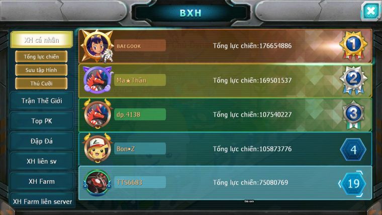 Mã : #TTS6683 - S1491 - V15 - BXH : 11PK - Zygarde Flare Dynamax Ho-oh CHD Giratina CH Zygarde Bc Pr dialga Bc Nhiều Pet HT