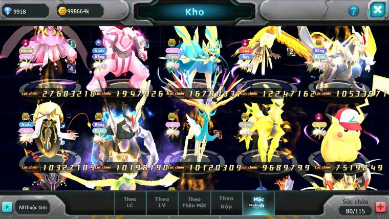 Mã : #TTS6698 - S1179 - BXH : 26 - V15 - Diancie & Palkia CH Vua Kiếm Bc Ho-oh Dnm Nhiều Pet HT