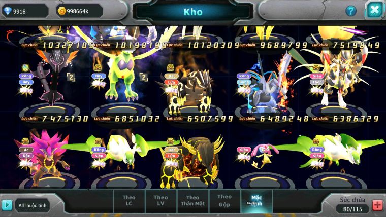 Mã : #TTS6698 - S1179 - BXH : 26 - V15 - Diancie & Palkia CH Vua Kiếm Bc Ho-oh Dnm Nhiều Pet HT