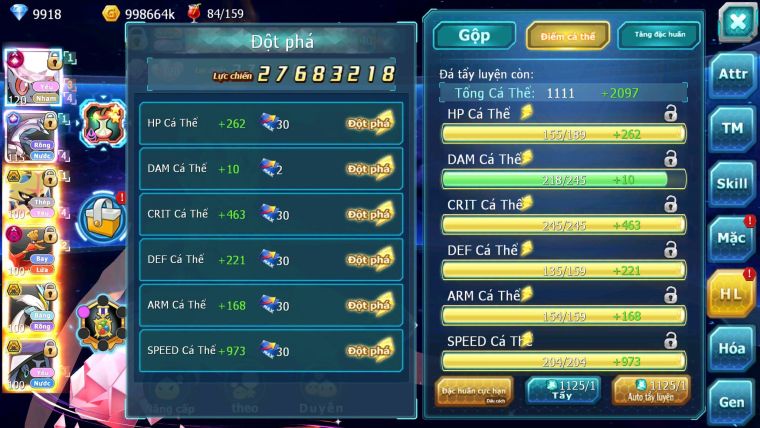 Mã : #TTS6698 - S1179 - BXH : 26 - V15 - Diancie & Palkia CH Vua Kiếm Bc Ho-oh Dnm Nhiều Pet HT
