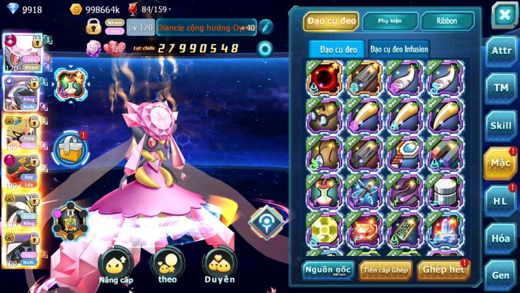 Mã : #TTS6698 - S1179 - BXH : 26 - V15 - Diancie & Palkia CH Vua Kiếm Bc Ho-oh Dnm Nhiều Pet HT